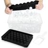 2Pcs Round Ice Cube Trays with Lid & Bin - Leakproof Silicone Ice Cube Molds for Freezer Includes Ice Storage Container 0.8"