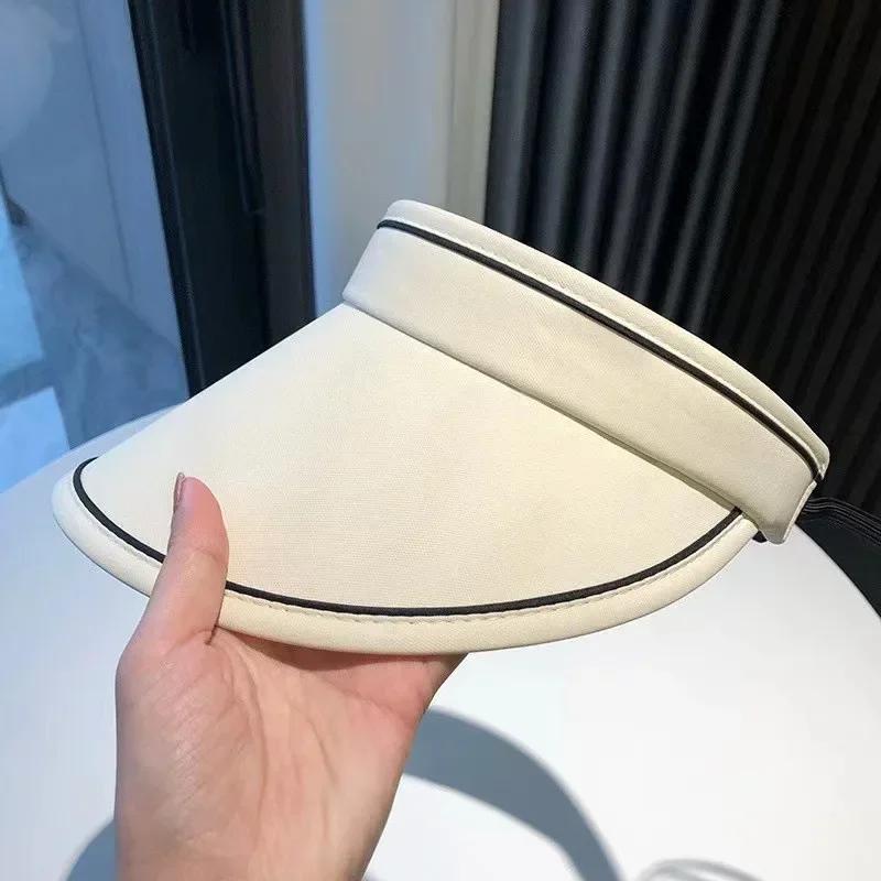 Stylish Summer Empty Top Sun Hat Wide Brim Visor Hat Women Portable Outdoor Sports Beach Cycling Uv Protection Sunshade Hat