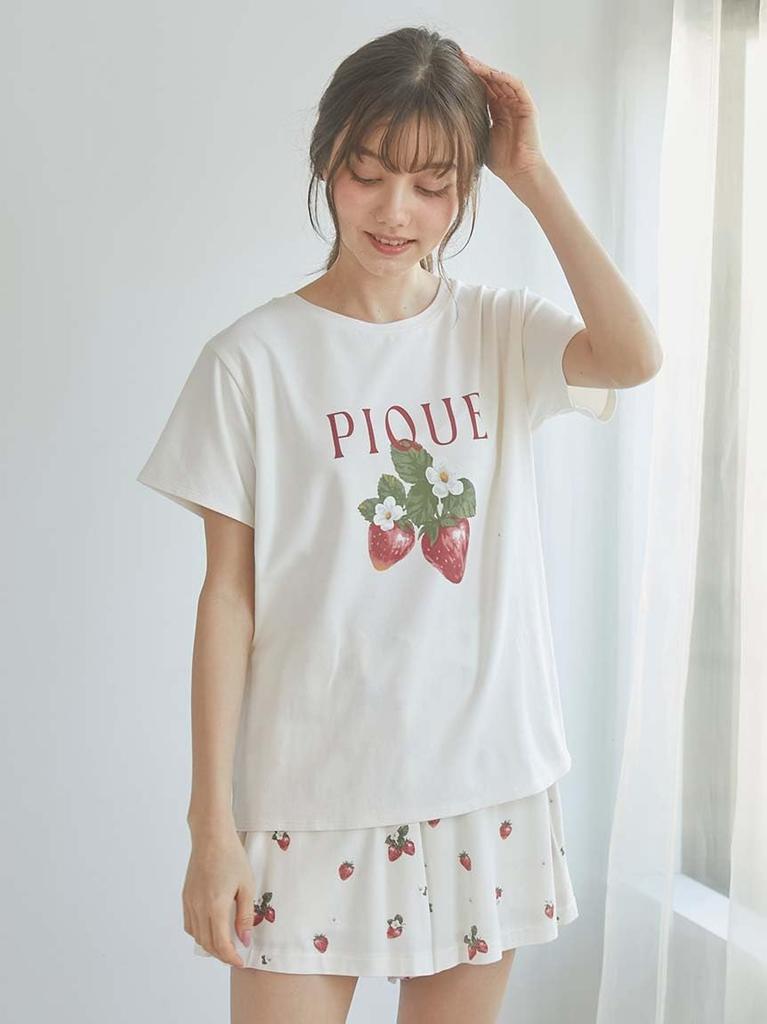 Gelato Pique Strawberry PWCT251283 OWHT Free Size One-Point T-Shirt Women's