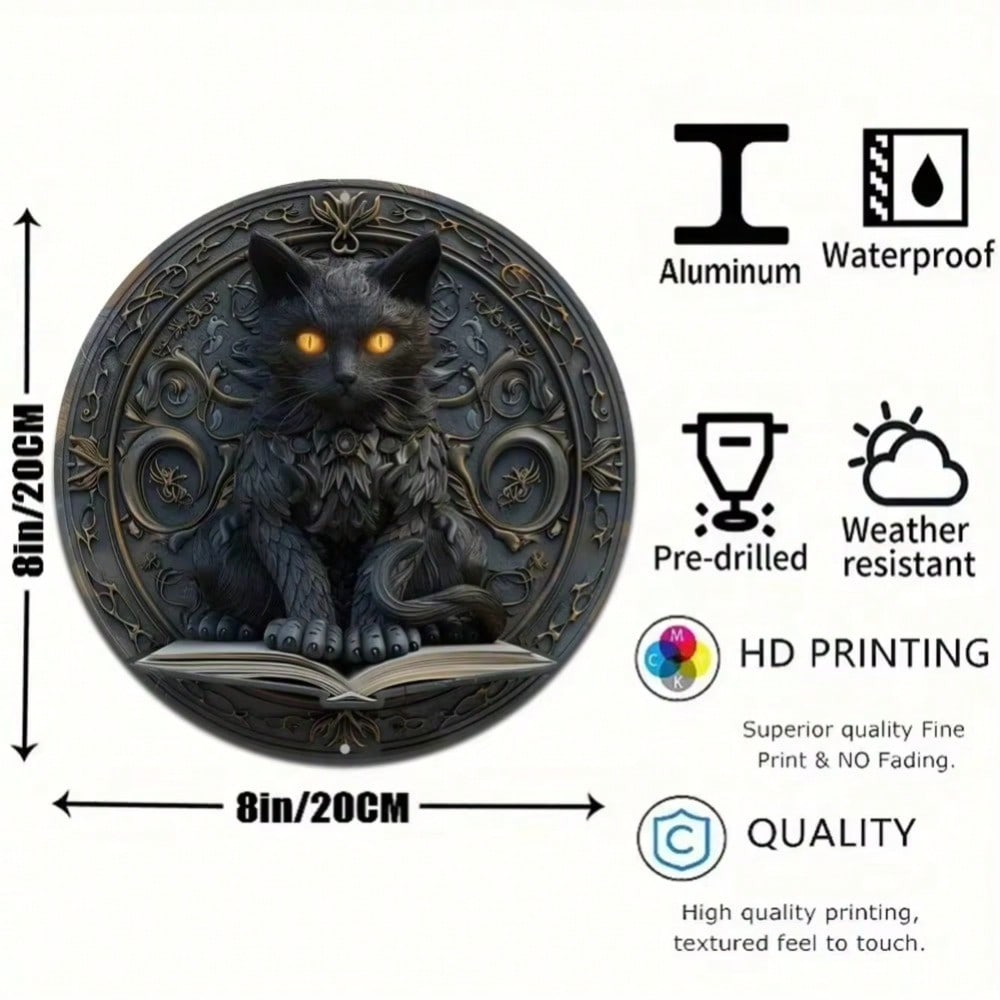 

Iron Wall Art Whimsical Cat Sign Vintage Style Faux Embossed Texture Metal Decor Gift TYA24443-20X20CM різнокольоровий