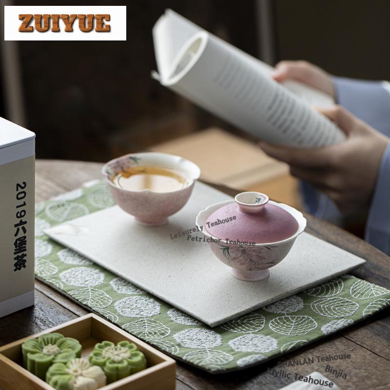 100ml Hand-painted Wisteria Gaiwan Aesthetic Tea Tureen Tea Bowl With Lid Kit Tea Maker Cover Bowl Cafes Accessories Collection