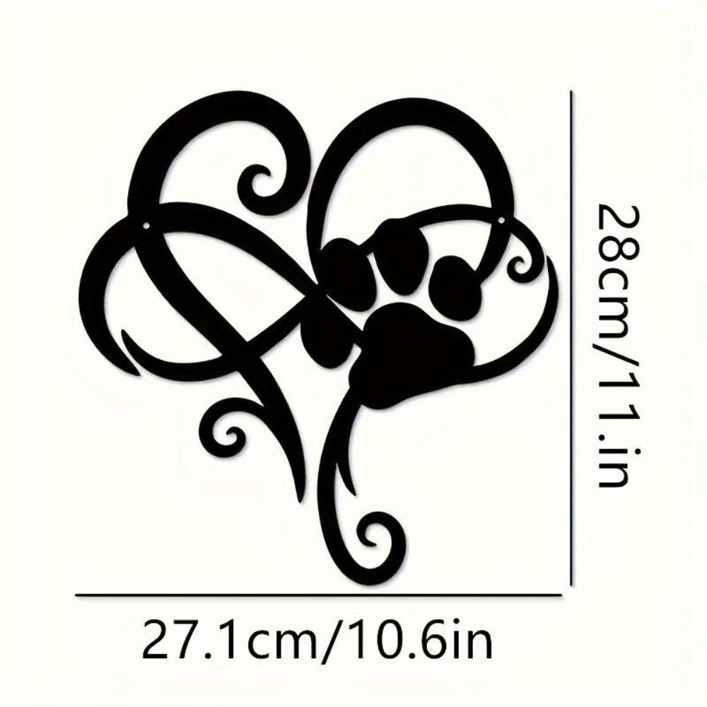 Herzförmige Pfote Metallwandkunst Gedenkgeschenk für Tierliebhaber Innen-Außen-Dekor