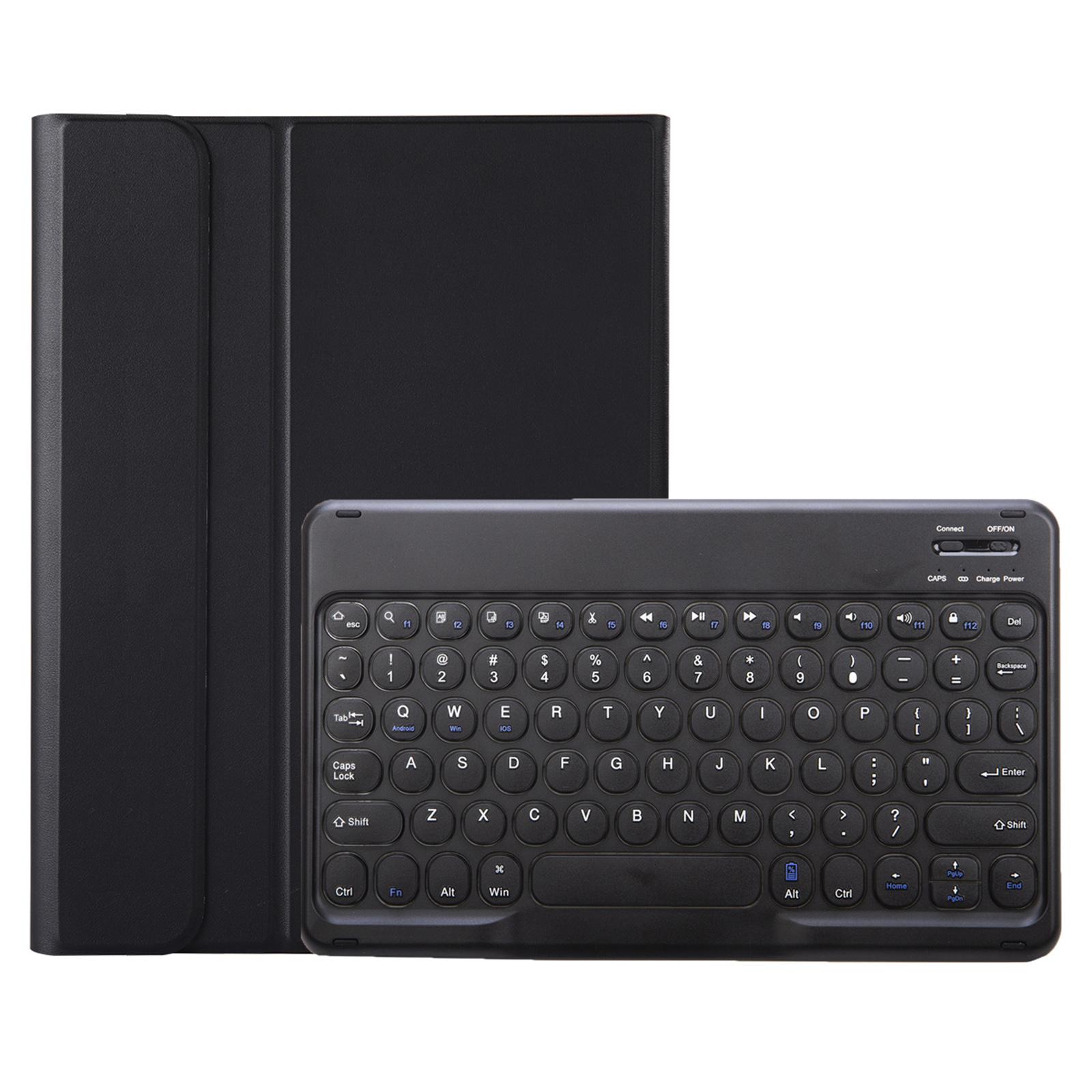 

Y09B For Samsung Galaxy Tab A9+ X210 X215 X216 Stand Leather Cover+Round Cap Bluetooth-compatible Keyboard Pen Slot Black