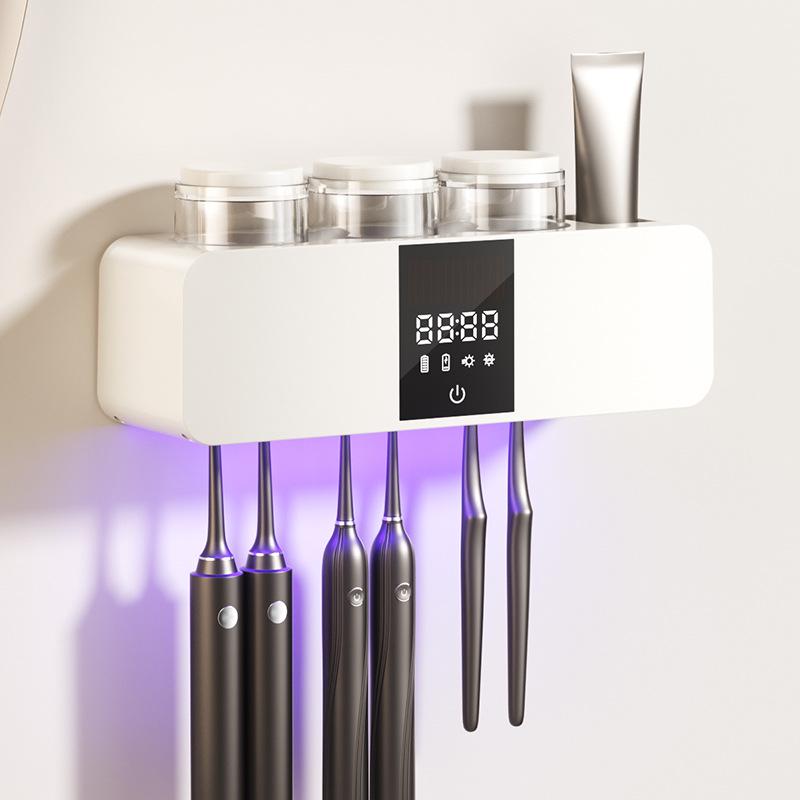 Wall-Mounted Smart Toothbrush Sterilizer with UV Air-Drying and Holder