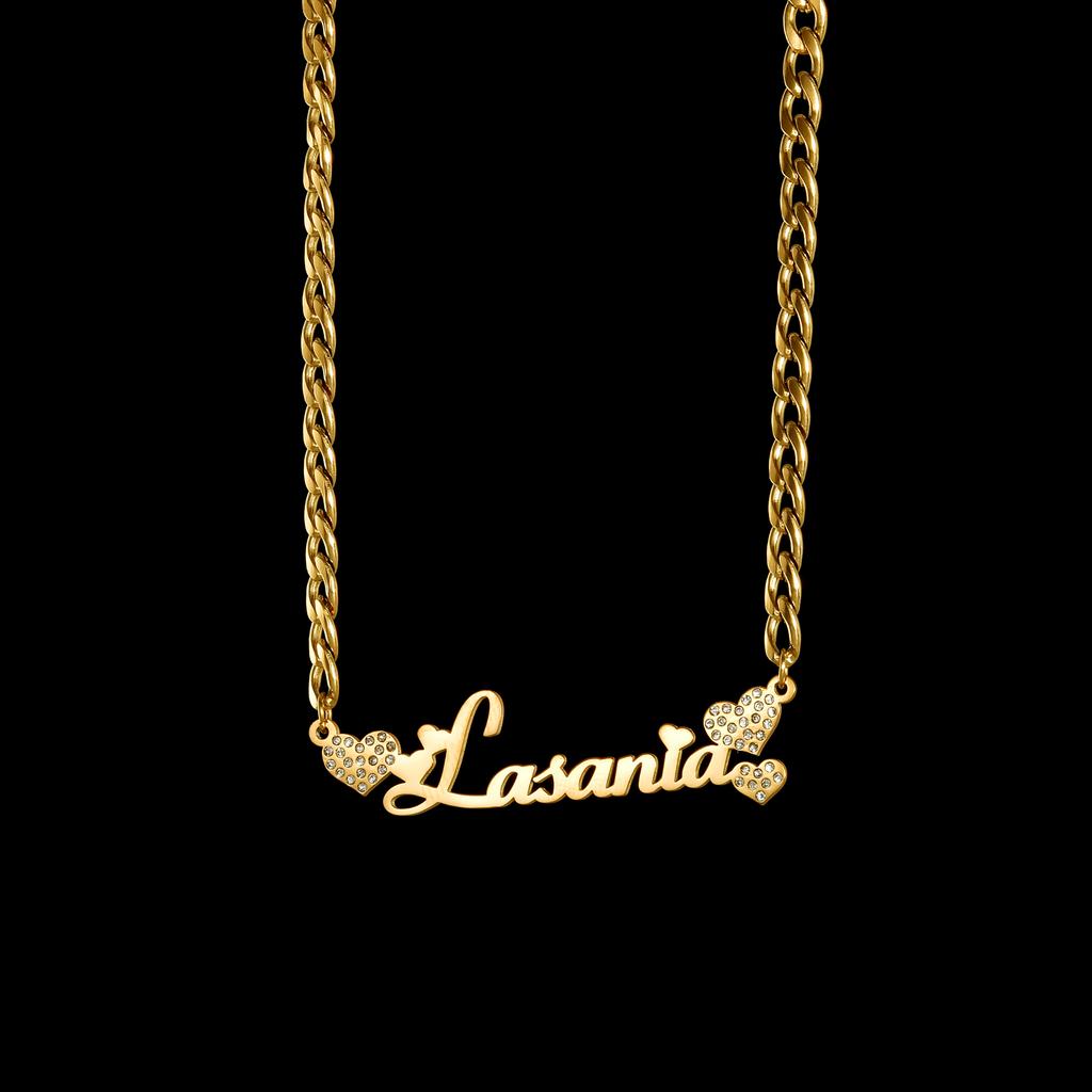 Atoztide Custom Name Necklace for Women Zircon Heart Butterfly Stainless Steel Jewelry Choker Chain Personalized Birthday Gift