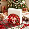 Wooden Christmas Napkin Holder Decorative Table Napkin Storage Stand Holiday Dinner Table Centerpiece Kitchen Counter Home Party Winter Decoration