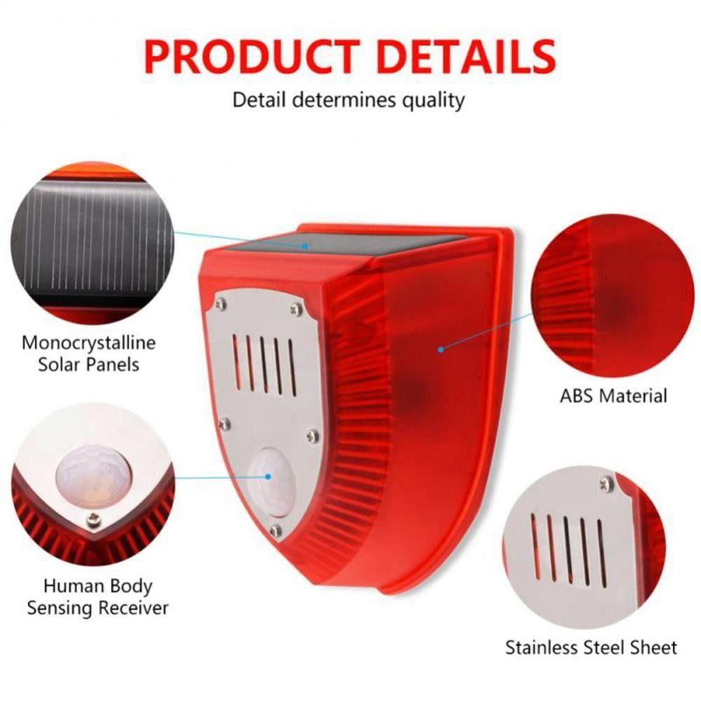 Waterproof Solar Alarm Solar-powered Portable Solar Lamps Multifunctional Animal Deterrent Security Alarm Siren