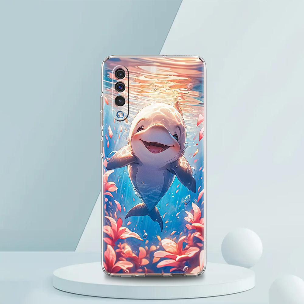 Ocean Animal Dolphin Transparent Phone Case for Samsung Galaxy A16 A14 A12 A22 A24 A42 A02 A03S A06 A50 A20 A30 A40 Soft Cover