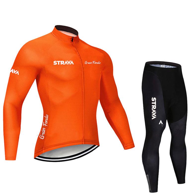 New STRAVA Cycling Suit Long Sleeve Strap Suit Men's and Women's Cycling Suit Road Cycling Shirt