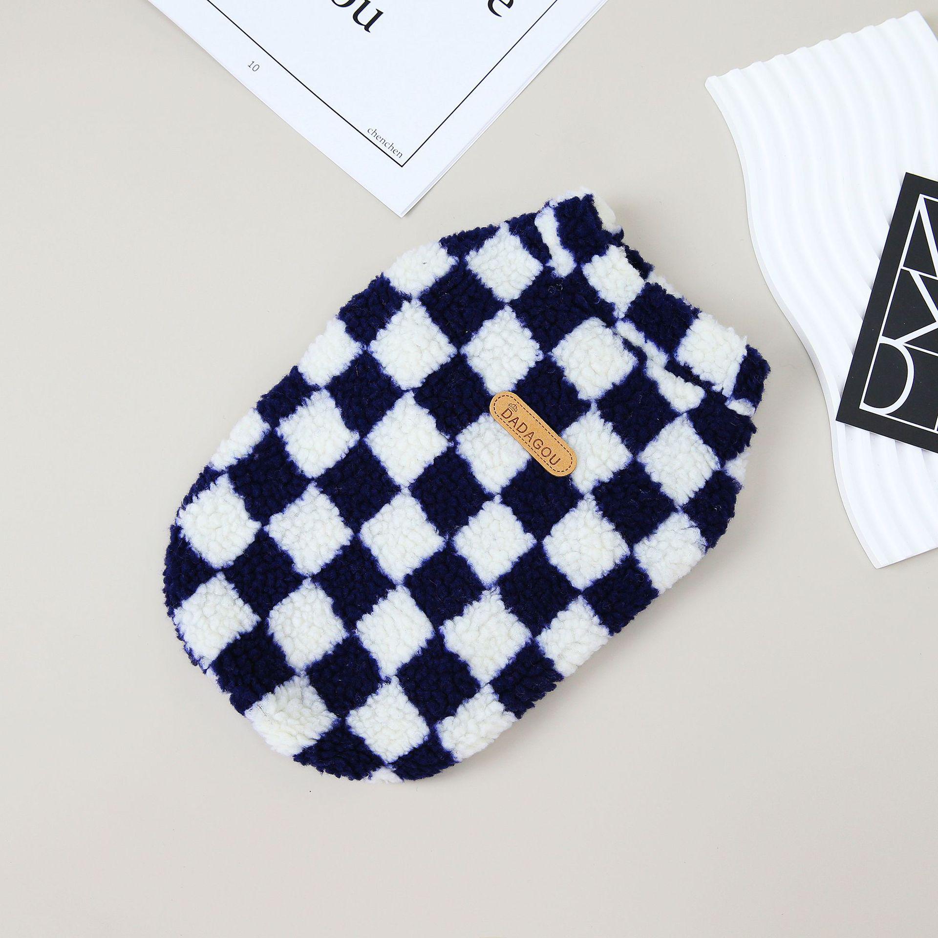 

Клетчатая флисовая одежда для двуногих домашних животных для японской и корейской зимы - бишон, тедди M (4-6 jin)