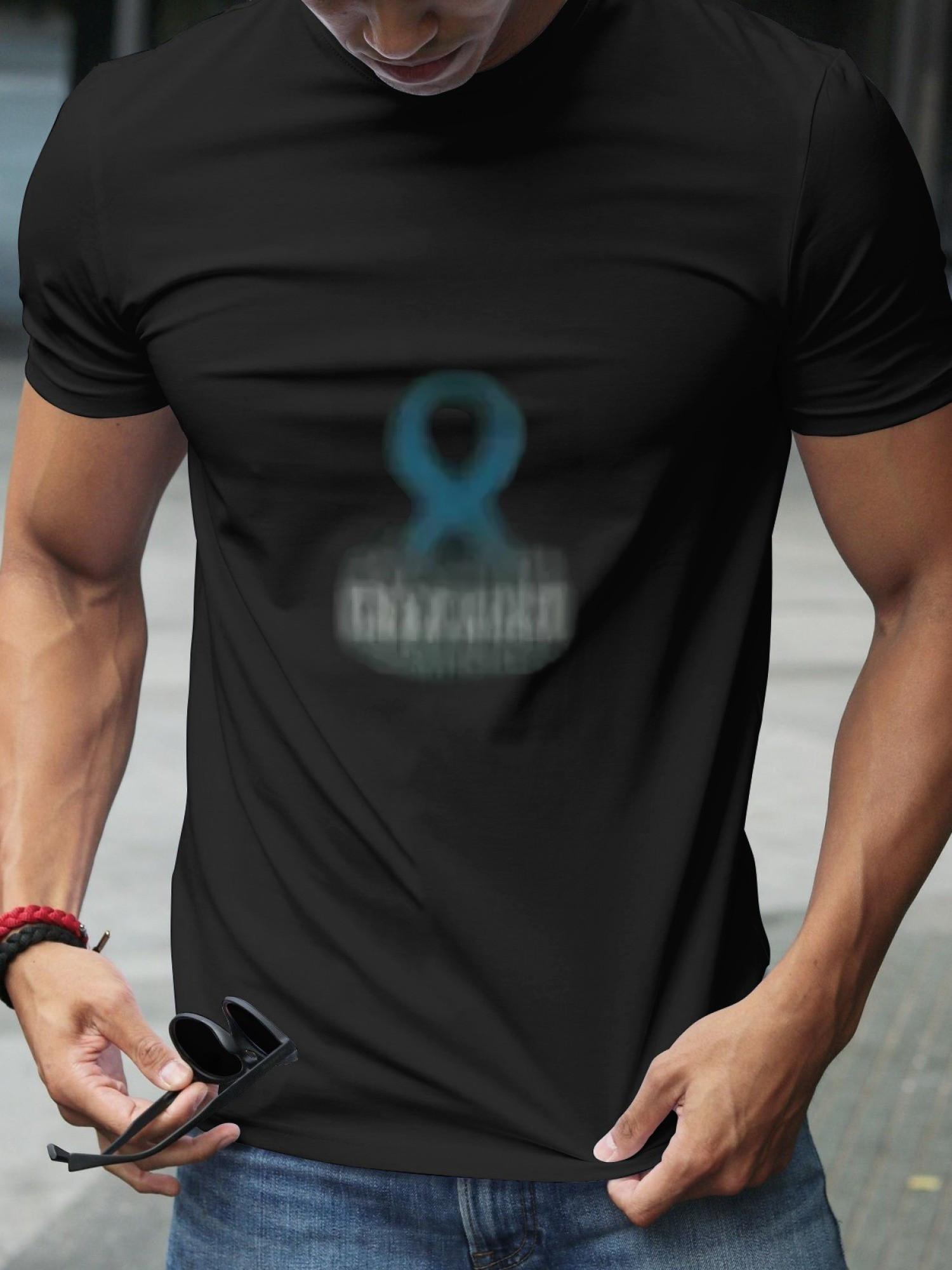 

1pc T1D Warrior Proud Dad Type 1 Diabetes Awareness Graphic T-shirt - Black 180g Cotton Crew Neck Short Sleeve Tee with Blue Ribbon Design S