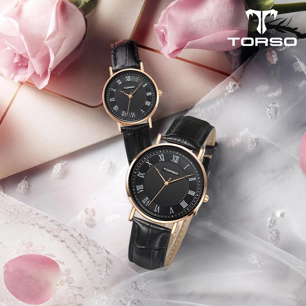 Toleuso T107L-Rbbk Classico Quartz Couple Watch Men'S & Women'S Leather Watch