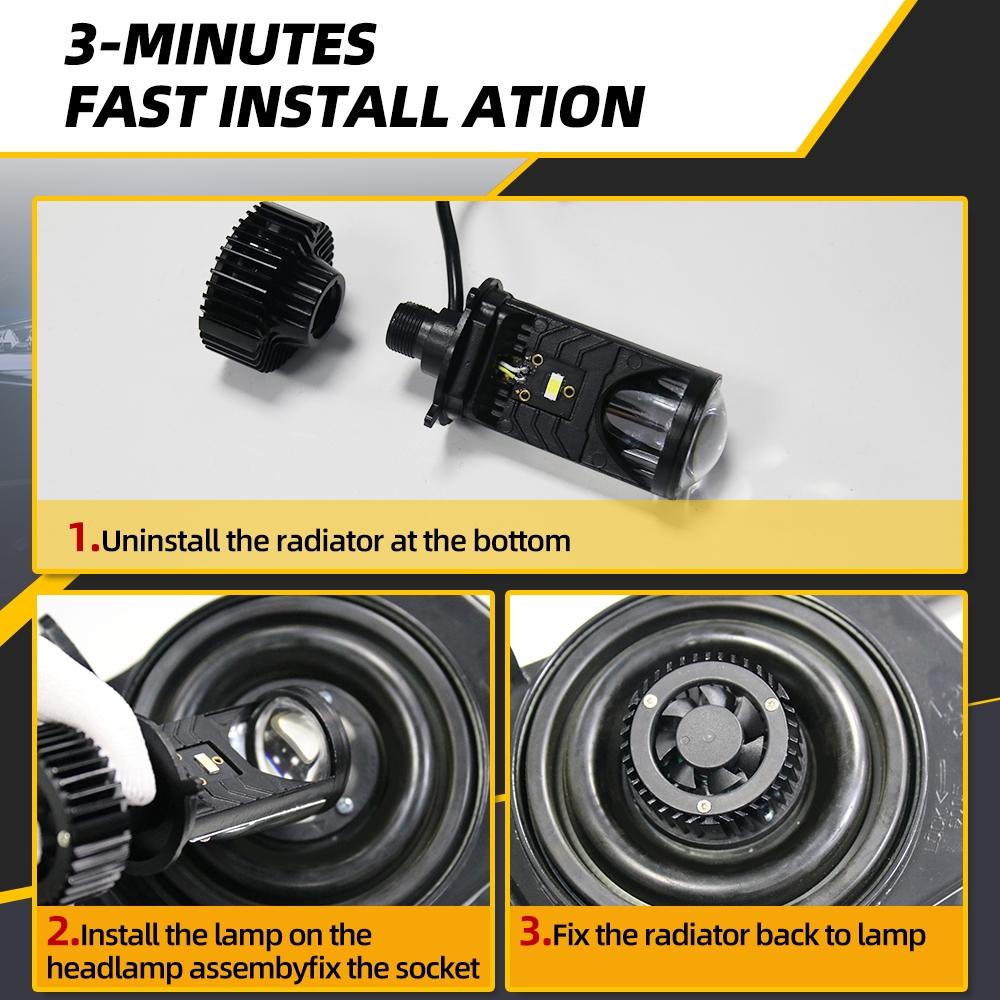 2PCS H4 LED Car Headlight Bulbs 32000LM Projector Lens Canbus 6000K Waterproof