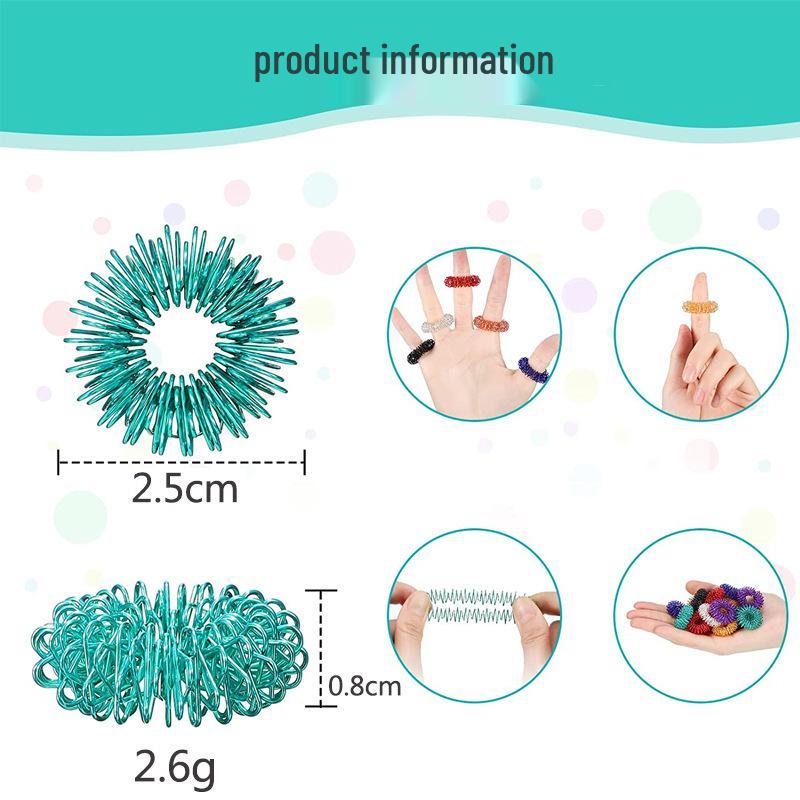 Mini Spring Finger Massage Ring - Decompression Finger Massager Circle.
