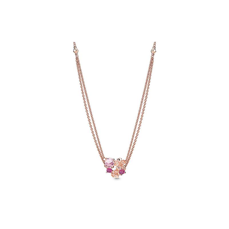 Pandora Peach Blossom Rose 925 Silver Necklace Women s 388101NCC серебряный