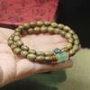 Green Sandalwood Waterdrop Double Wrap Bracelet Green Bamboo Joint Six Syllable Mantra Minimalist Buddhist Gift Jewelry