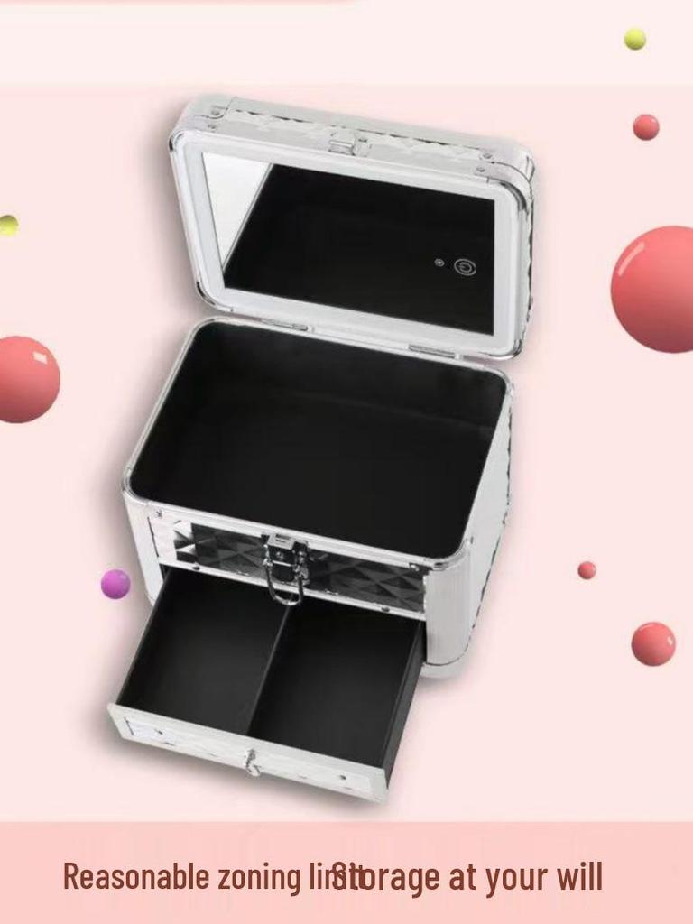 LED Mirror Makeup Bag: Large Capacity Cosmetics & Jewelry Storage Case for Professional Makeup Artists