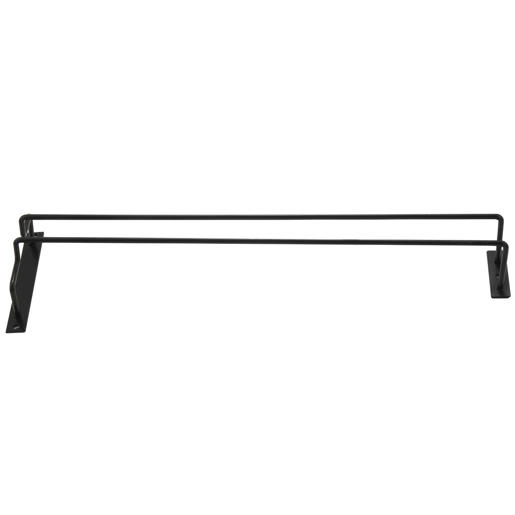 J1UL1N Large Stemware Wine Glass Hanger Rack Under Cabinet Kitchen Bar Storage Black Iron 17 Inch Set Of 2