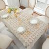 Retro Crochet Desktop Set, Countryside Style Hollow Tassel Tablecloth, Beige Fresh Square Tablecloth, Desktop, Wedding, Long Table, Dressing Table