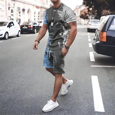 Pánské letní 2dílné outfity Sady triček s krátkým rukávem a šortek Oversized trička Obleky Streetové sportovní oblečení Teplákové soupravy Pánské oblečení
