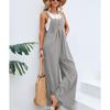 Women's Clothing, Solid Color Casual Overalls, Straight Leg, Comfortable Overalls, Mid Waist, Patchwork/spliced Pants
