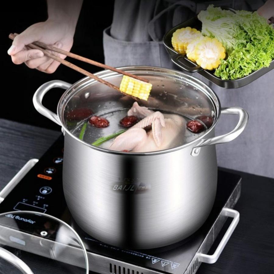 Jiagao Soup Pot SUS304 Stainless Steel Super high Soup Pot Boiling Soup Pot Soup Steaming Pot Fudi Household Cooking Congee Soup