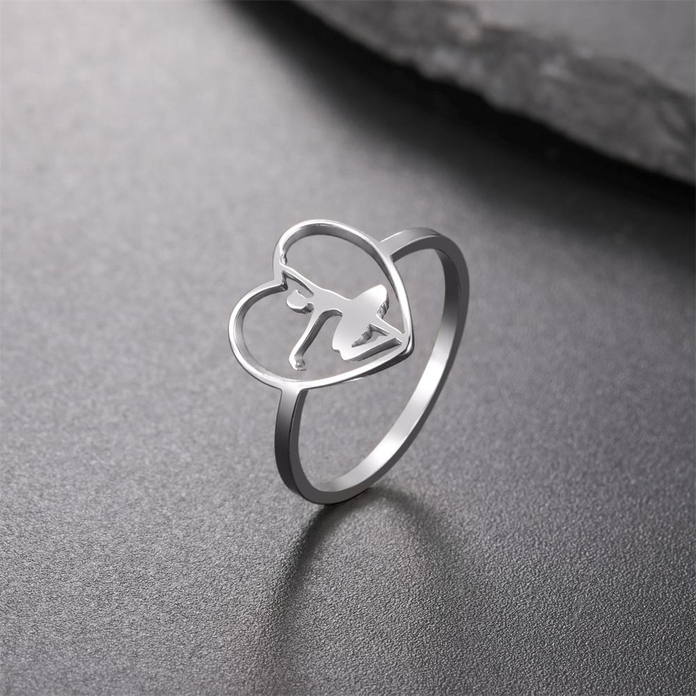 My Shape Gymnastics Girl Rings for Women Stainless Steel Artistic Gymnast Sports Ballerina Dancing Girls Finger Rings Jewelry