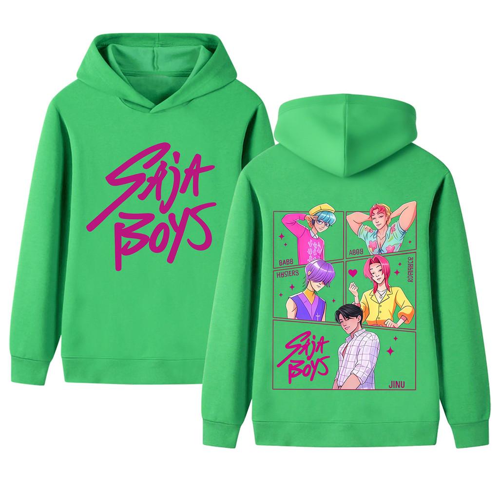 B1217-2 Kids Boys Girls Kpop Rumi Zoey Mira Sajaboys Double-sided Print Long Sleeves Hoodie