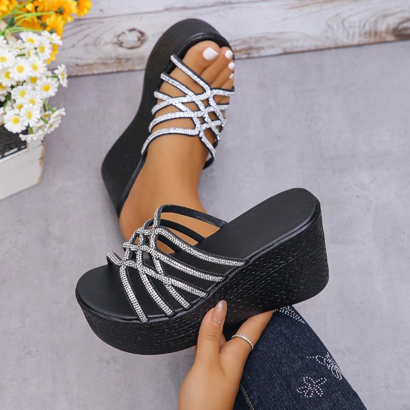 Women's Shoes 2024 New FashionWomen's Slippers Summer Casual Slippers Crystal Slippers Women's Thick-soled Zapatos De Mujer