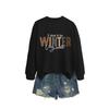 Womens Long Sleeve Round Neck Graphic Print Loose Fit Sweatshirt Casual Fashion Top