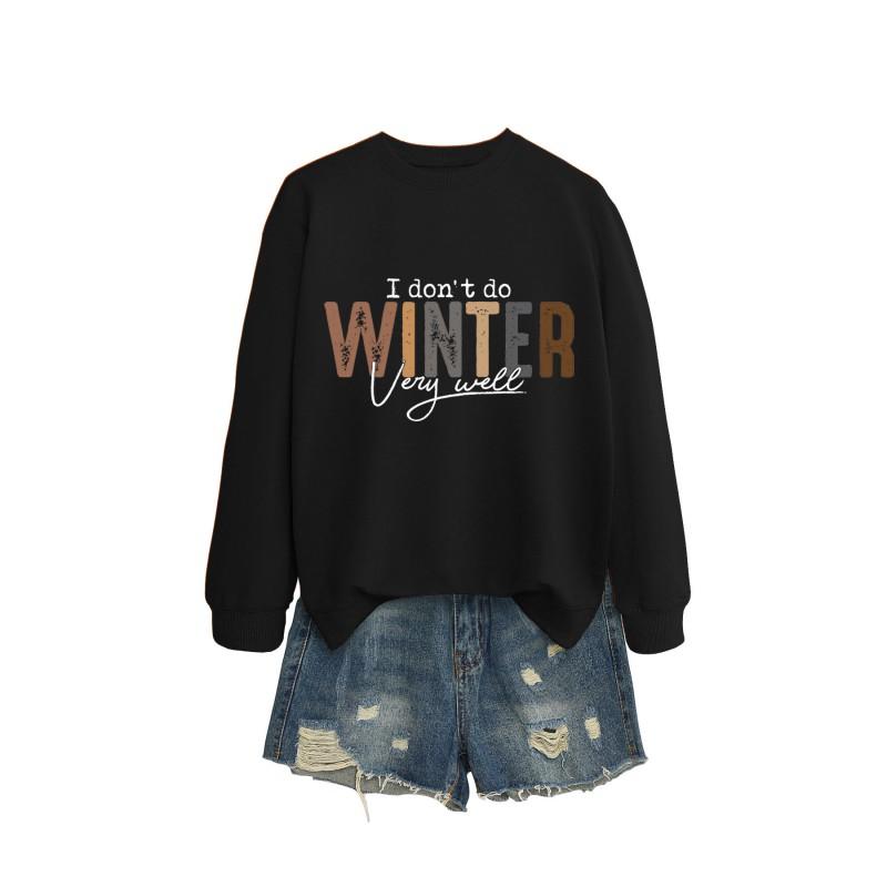 Womens Long Sleeve Round Neck Graphic Print Loose Fit Sweatshirt Casual Fashion Top