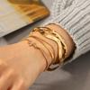 Wave-shaped Titanium Steel Bangle for Women, High-end Diamond-encrusted Stainless Steel Bracelet