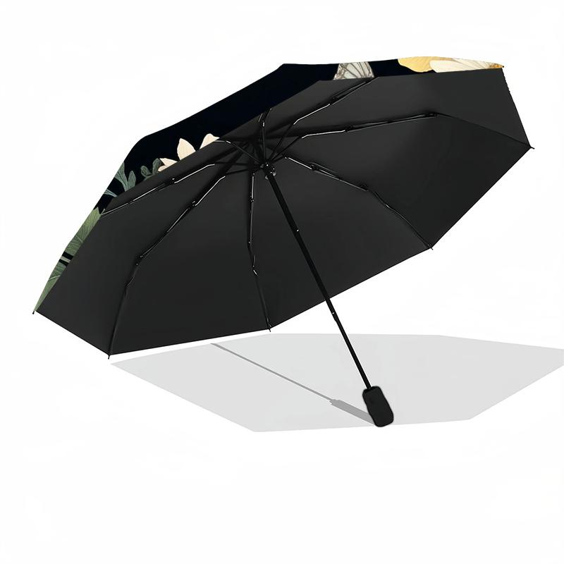 1pc Rainbow Rose Clock Combination pattern Sturdy 8-Bone Auto Umbrella, Bright Umbrella, Digital Printed, Foldable Umbrella for On-the-Go Outdoor Use