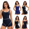 Sport Einteiler Damen Sexy Rückenfreier Badeanzug Konservativer Boxer Badeanzug