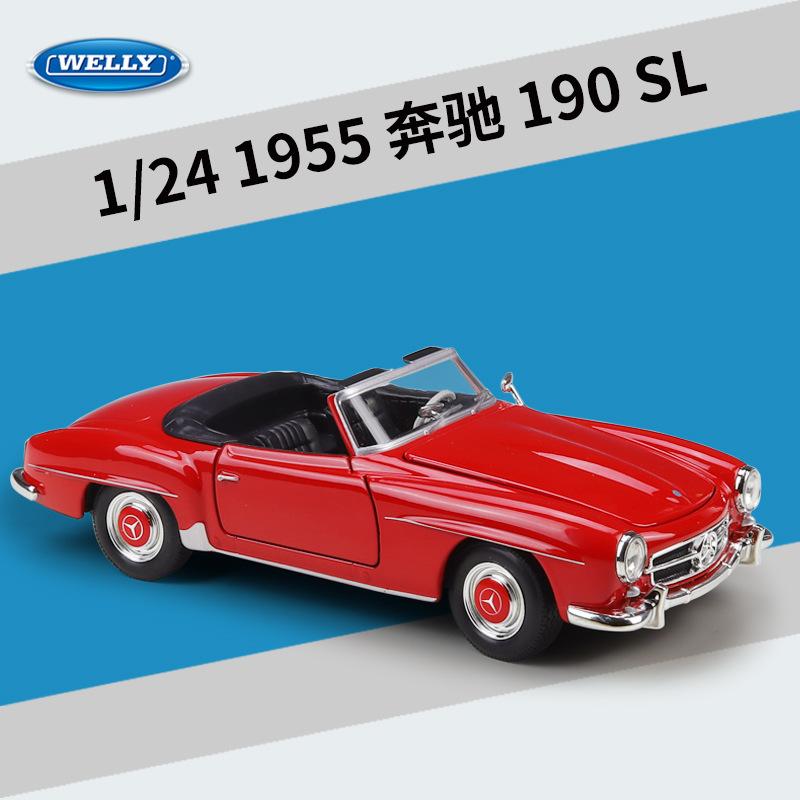 

WELLY 1:24 1955 Mercedes-Benz 190SL Alloy Classic Sports Car Model Diecast Metal Luxy Retro Old Vehicles Car Model Kids Toy Gift
