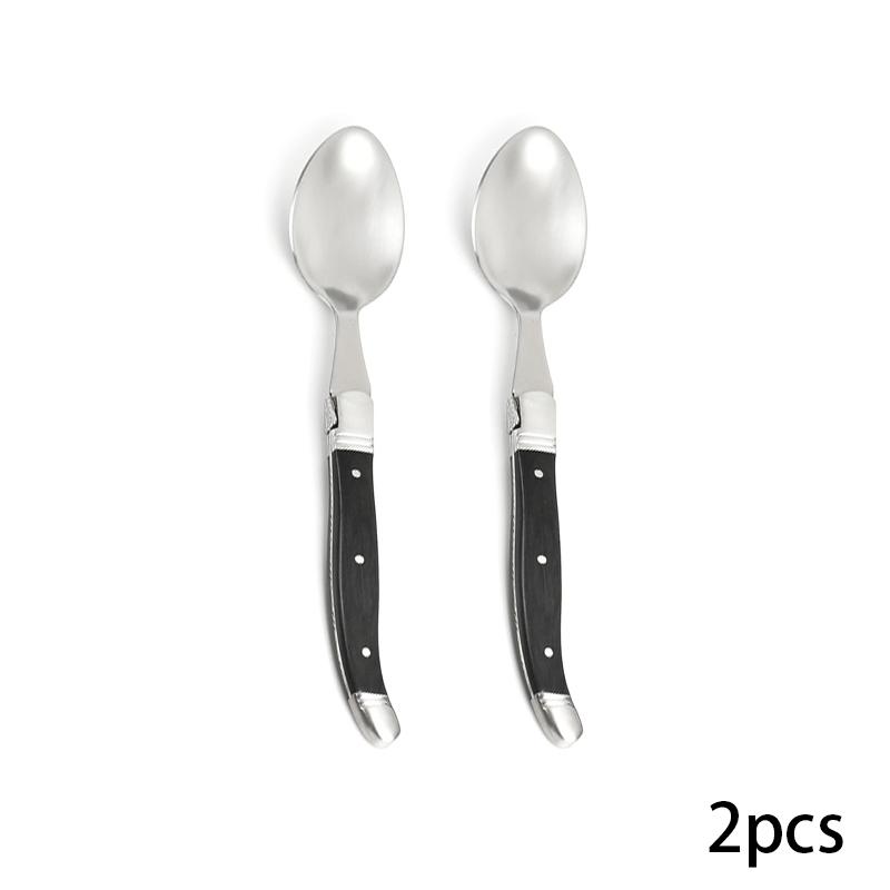 

2/4/6 шт. 8,6 Черная деревянная столовая посуда Laguiole Style столовые ложки набор высококачественная ресторанная посуда кухонные столовые приборы 22 см