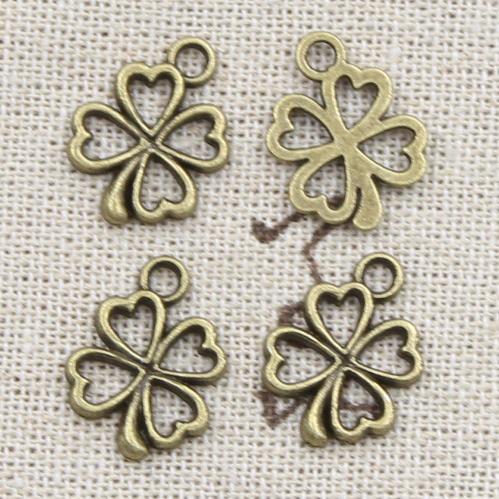 50pcs Charms Clover Flower 17x14mm Antique Pendant fit,Vintage Tibetan Bronze Silver Color finding,DIY For Bracelet Necklace