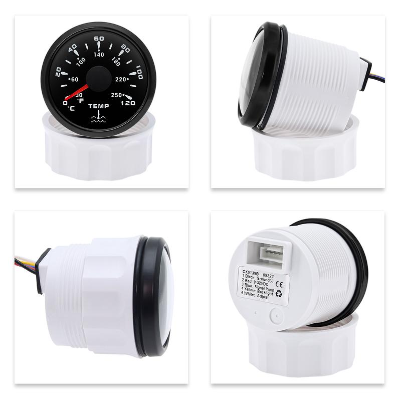Automobile Car 52mm Water Temperature Gauge 7 Color light 0~120℃/30~250℉ Pointer Water Temp Meter for Marine Boat 12V24V