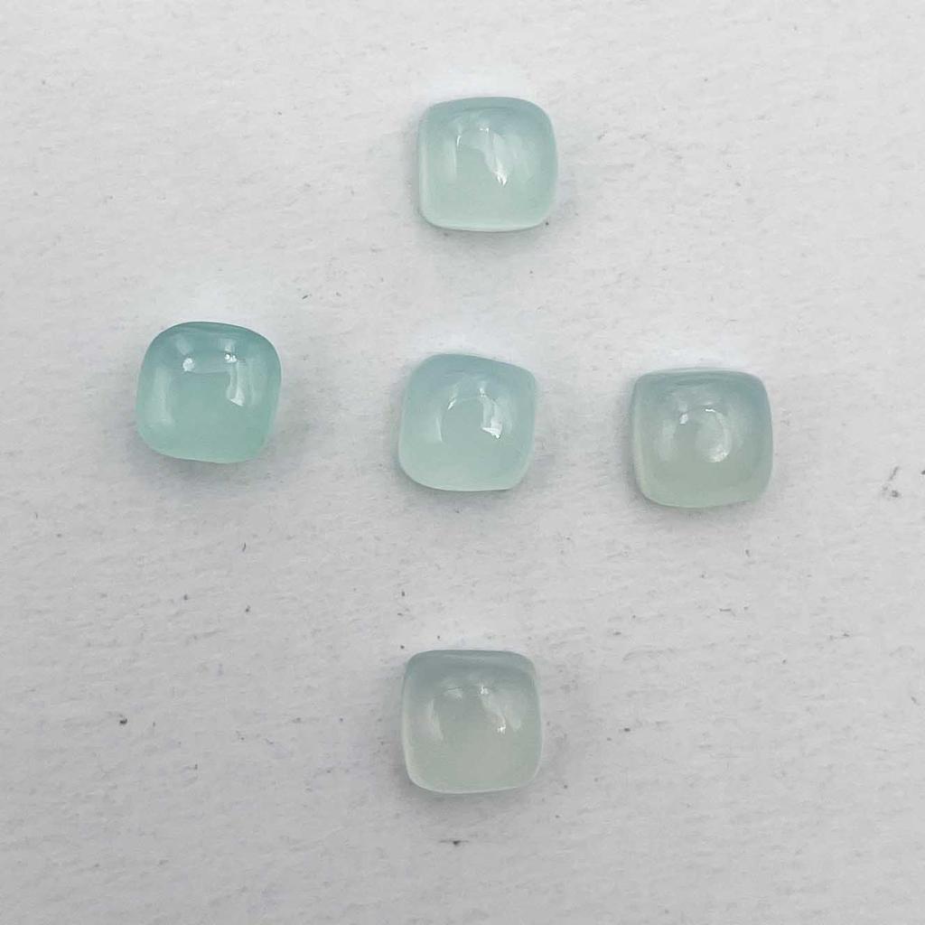 Natural Aqua Chalcedony Square Cushion Cabochon Loose Gemstone Lot 13 Pcs 6 MM 17 CT For Jewelry Making
