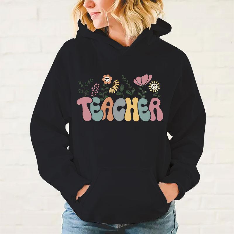 

Новые женские мужские худи Топы с цветочным принтом для учителя Повседневные толстовки Харадзюку Свободный пуловер 3XL