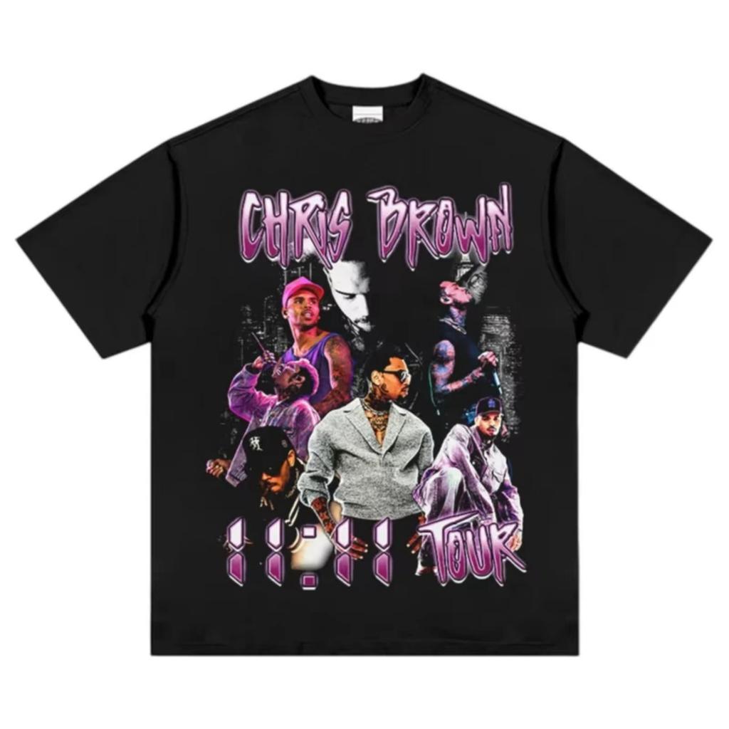 Camiseta Unisex Chris Brown Urbana Calle R&B Estampado Gráfico Cuello Redondo Moda Casual Algodón Puro Streetwear Tops para Hombres Mujeres