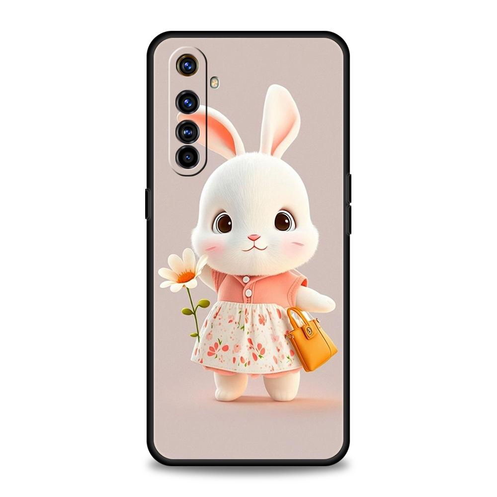 A Cute Rabbit With A Purple Hat Phone Case for Realme 8 9 Pro Plus 8i 9i 6 7 GT2 C21 C25 C3 C11 11 Pro 5G Plus Shockproof Shell