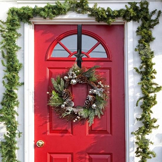 Christmas Wreath Hook Star Snowflake Christmas Tree Elements Metal Door Hanger Over The Door Hooks Hanger