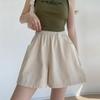 High-Waisted Cotton Linen A-Line Shorts - Petite, Casual, Slimming, Wide-Leg, Summer Wear for Women
