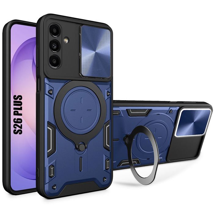 Coque Magnétique - BOOLING - pour Samsung Galaxy S26 Plus - Antichoc avec Cache Caméra - Bleu Foncé