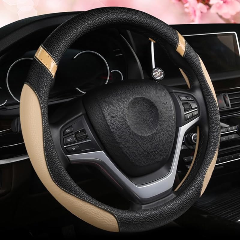 Cxtiy Steering Wheel Cover for Women Leather Universal Steering Wheel Covers for Car 15 inch (Pink) бежевый