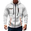 Men's Hoodie Sweatshirt Pocket Decoration Men's Full Zip Solid Color Sweatshirt