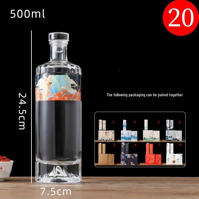 500ml Transparent Glass Bottle for Baijiu, Western Liquor, Homebrew, or Fruit Wine - Refillable and Customizable