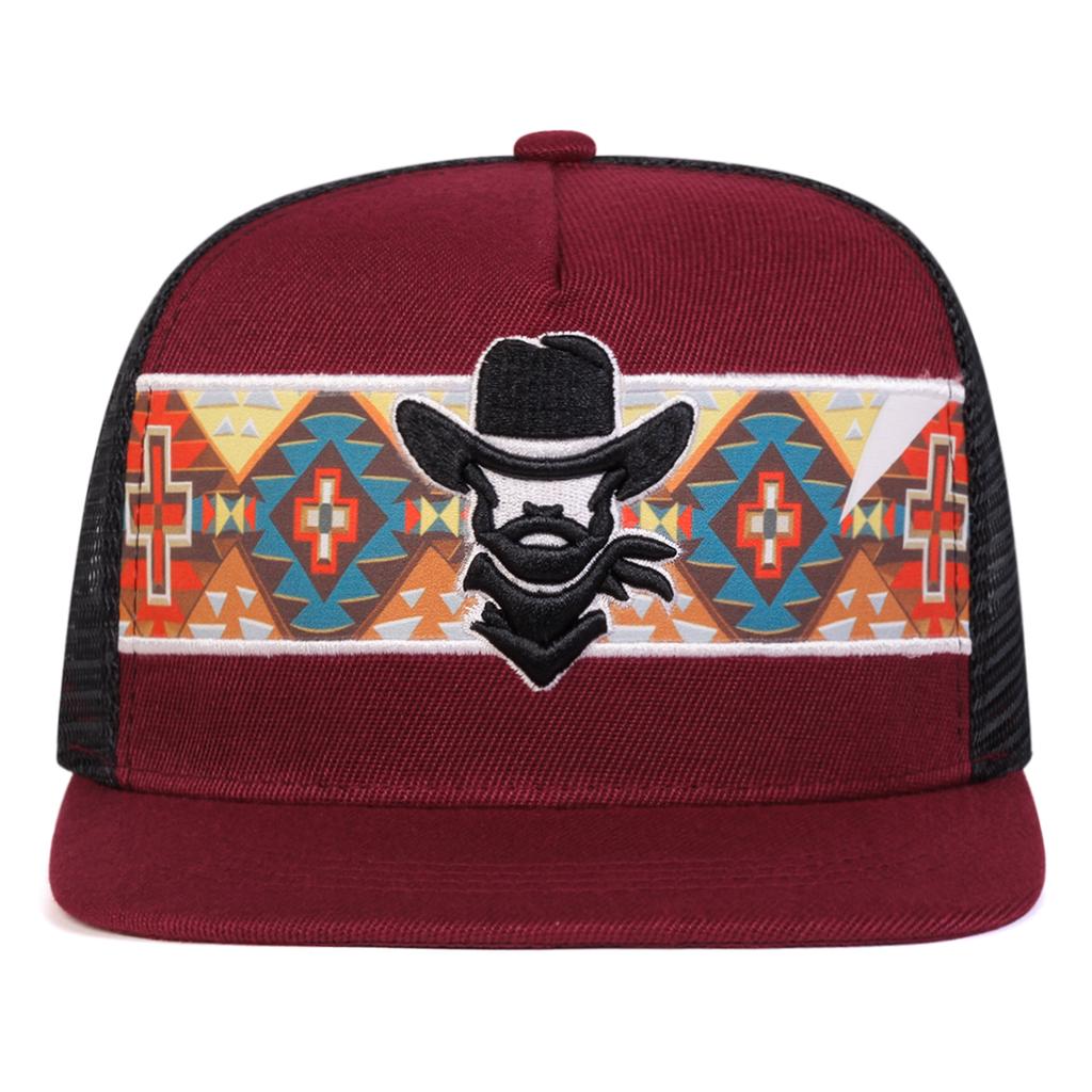 Men Western Cowboys Geometric Patterns Embroidered Hip Hop Hat Mesh Hat Outdoor Sunscreen Leisure Hat Spring Autumn Travel Tourism Beach Vacation