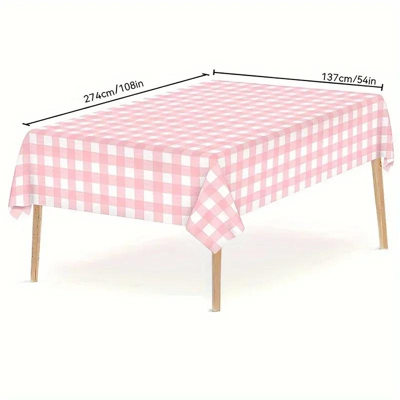 Thickened Plaid Disposable Plastic Tablecloth, Waterproof and Oil Resistant, Essential for Weddings, Birthdays, Parties, Picnics